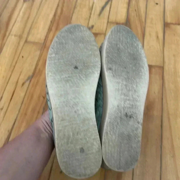 Leather woven platform turquoise sandals - Picture 4 of 7